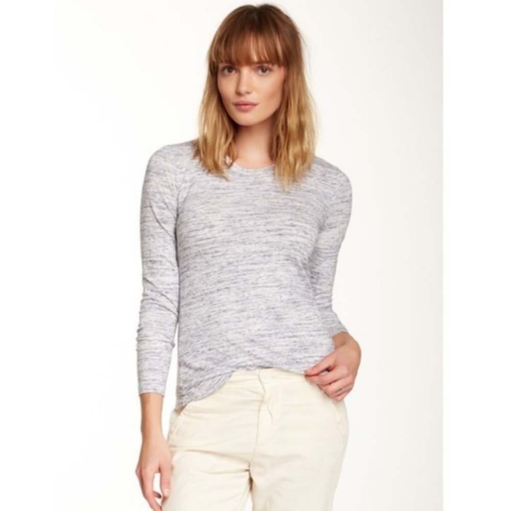 Standard James Perse Heathered Gray Long Sleeve Round Neck Top